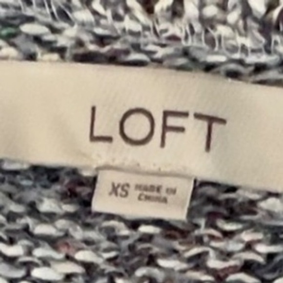 LOFT Speckled V Neck Long Sleeve Sweater Knit Tunic Top XS Cozy Soft Pullover - Picture 4 of 8